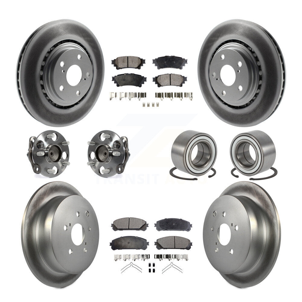 Hub Bearing Coated Brake Rotor & Pad Front Rear Kit (10Pc) For Toyota Sienna FWD