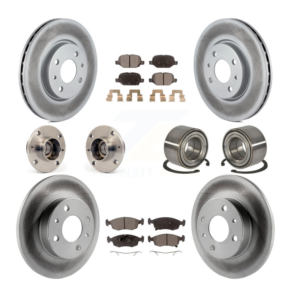 Hub Bearing Coated Disc Brake Rotors And Pads Front Rear Kit (10Pc) For Fiat 500