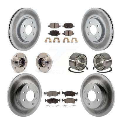 Hub Bearing Coated Disc Brake Rotors And Pads Front Rear Kit (10Pc) For Fiat 500