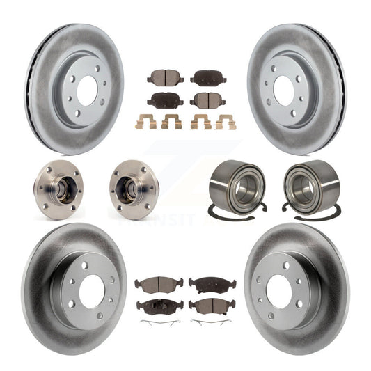 Hub Bearing Coated Disc Brake Rotors And Pads Front Rear Kit (10Pc) For Fiat 500