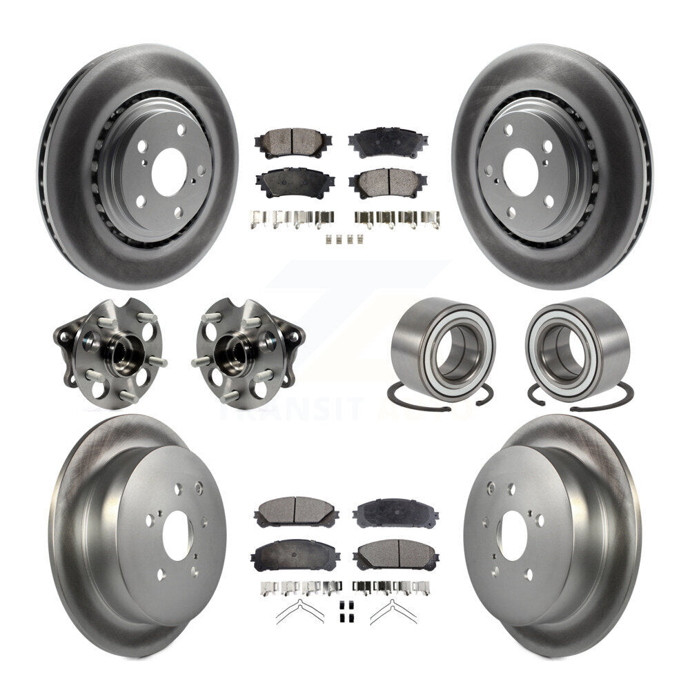 Hub Bearing Coated Brake Rotor & Pad Front Rear Kit (10Pc) For Toyota Sienna AWD