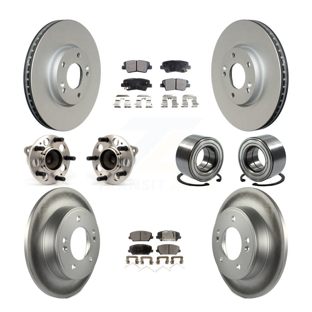 Hub Bearing Coated Disc Brake Rotor Pad Front Rear Kit (10Pc) For Kia Forte Koup