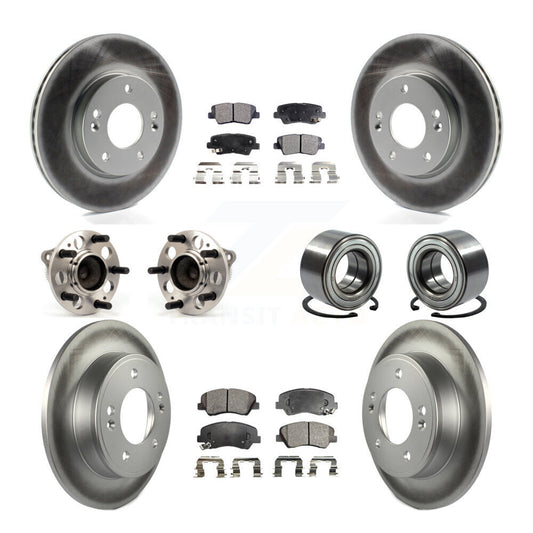 Hub Bearing Coated Brake Rotor Pads Front Rear Kit (10Pc) For Hyundai Elantra GT
