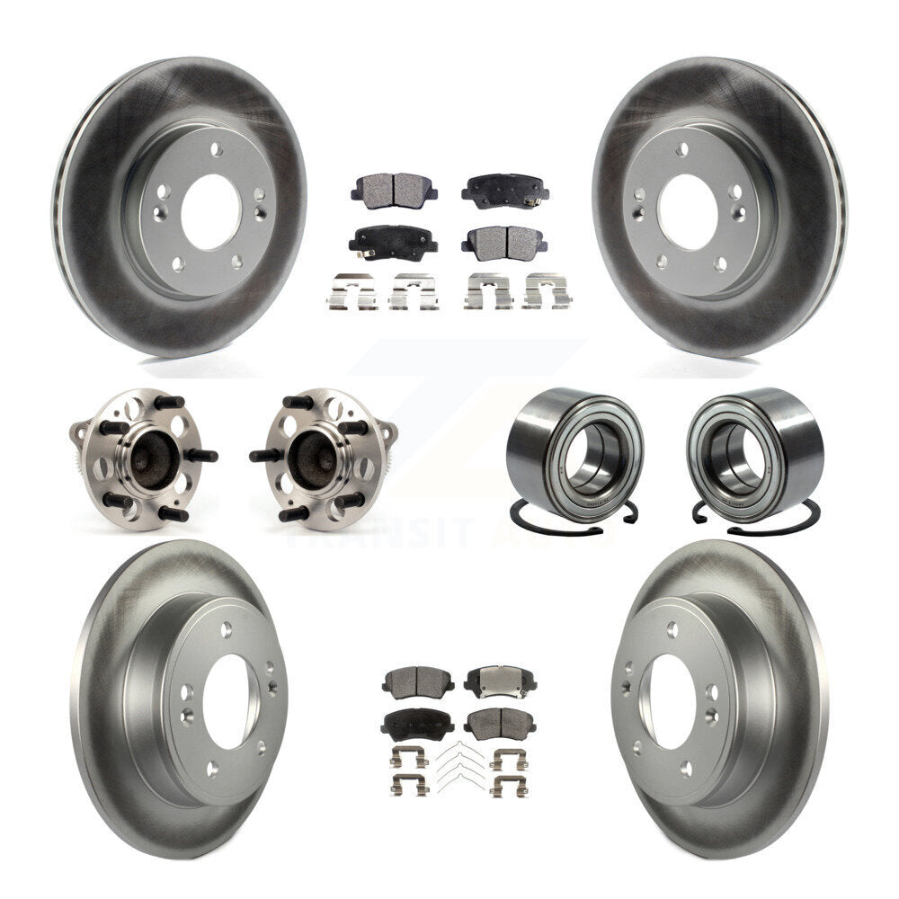 Hub Bearing Coated Brake Rotor Pads Front Rear Kit (10Pc) For Hyundai Elantra GT