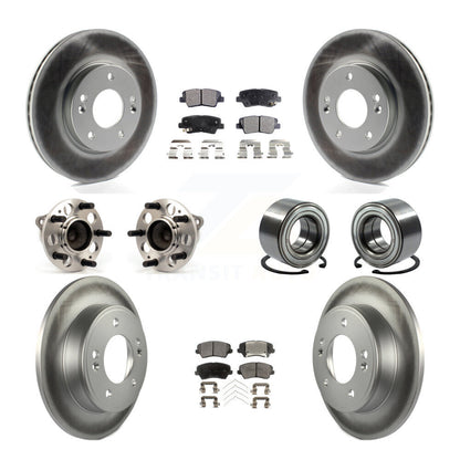 Hub Bearing Coated Brake Rotor Pads Front Rear Kit (10Pc) For Hyundai Elantra GT