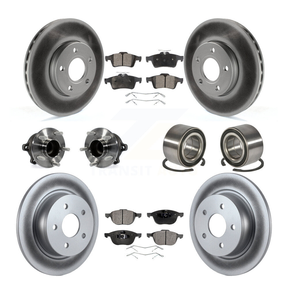 Hub Bearing Coated Disc Brake Rotor And Pad Front Rear Kit (10Pc) For Ford C-Max