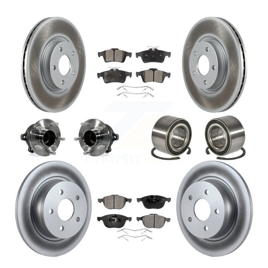 Hub Bearing Coated Brake Rotor & Pad Front Rear Kit (10Pc) For Ford Escape C-Max