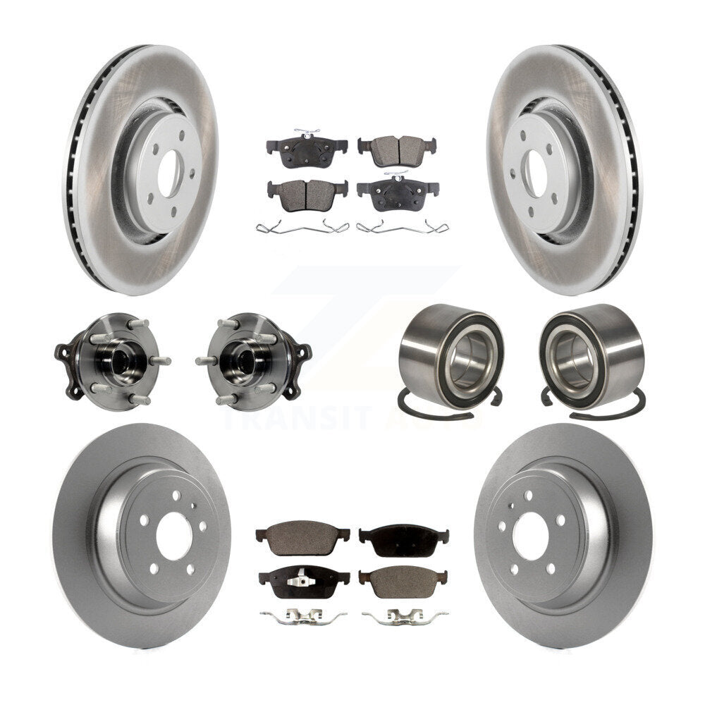 Hub Bearing Coated Disc Brake Rotor & Pads Front Rear Kit (10Pc) For Lincoln MKC