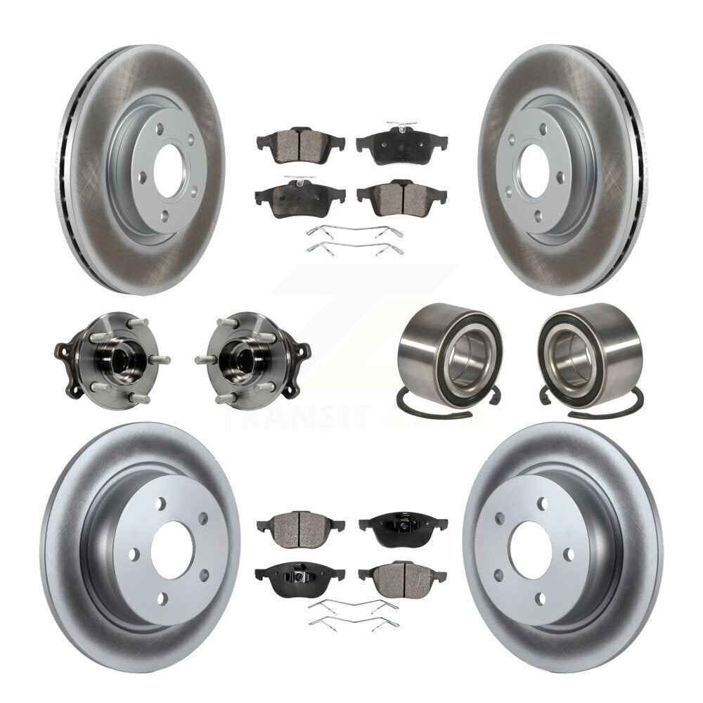 Hub Bearing Coated Disc Brake Rotor & Pads Front Rear Kit (10Pc) For Ford Escape