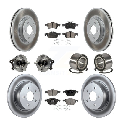 Hub Bearing Coated Disc Brake Rotor & Pads Front Rear Kit (10Pc) For Ford Escape