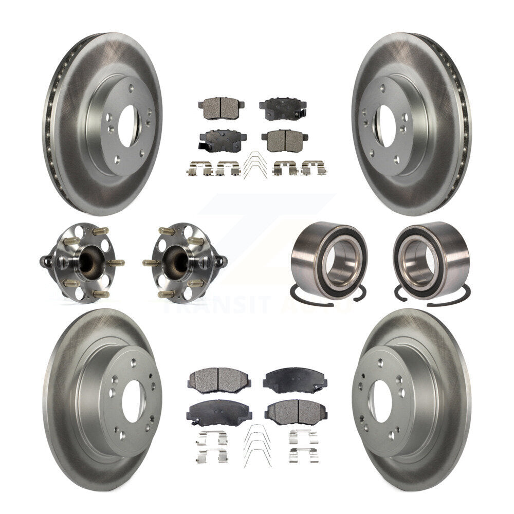 Hub Bearing Coated Disc Brake Rotor & Pad Front Rear Kit (10Pc) For Honda Accord