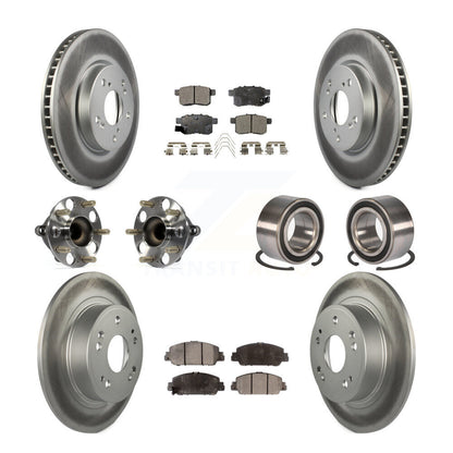 Hub Bearing Coated Disc Brake Rotor & Pad Front Rear Kit (10Pc) For Honda Accord