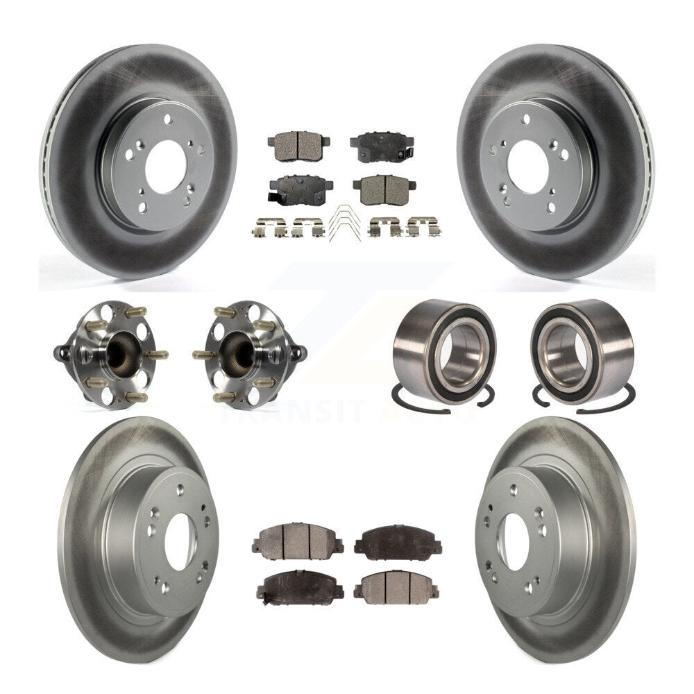 Hub Bearing Coated Disc Brake Rotor & Pad Front Rear Kit (10Pc) For Honda Accord
