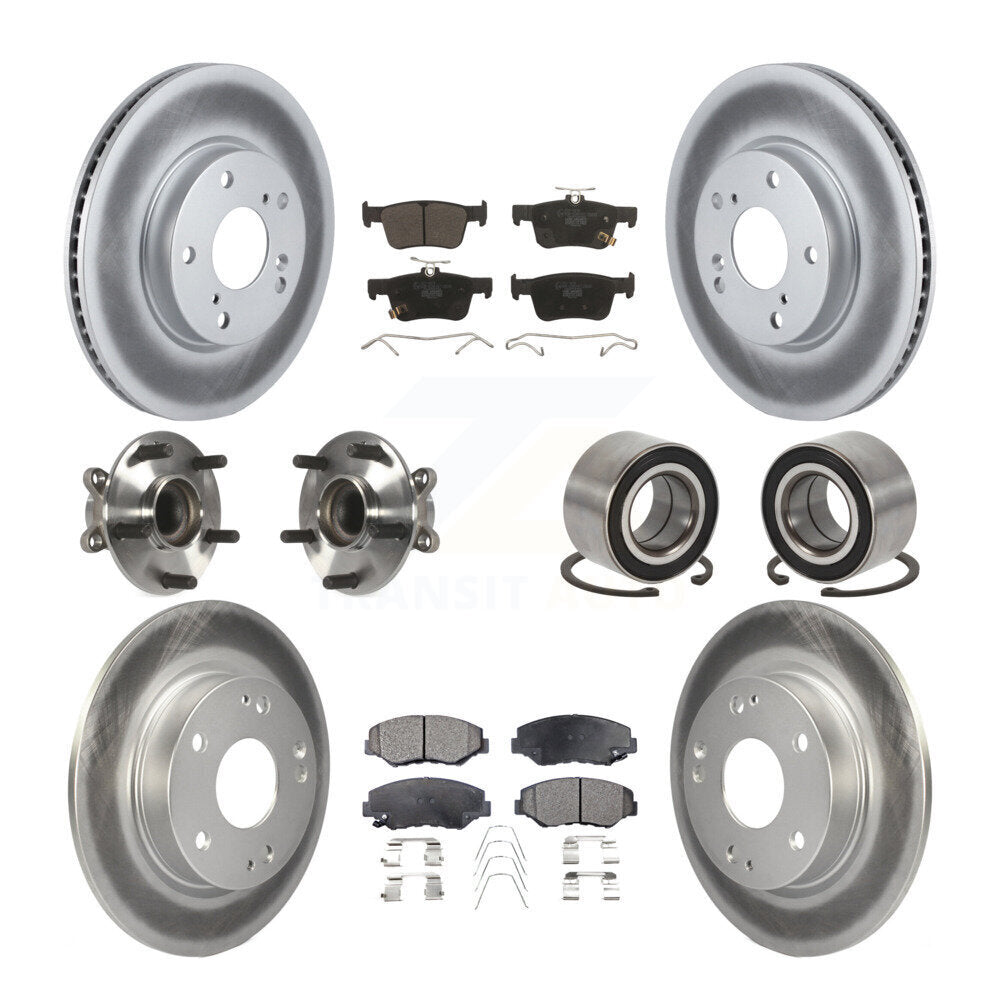 Hub Bearing Coated Disc Brake Rotor & Pads Front Rear Kit (10Pc) For Honda Civic