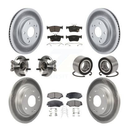 Hub Bearing Coated Disc Brake Rotor & Pads Front Rear Kit (10Pc) For Honda Civic