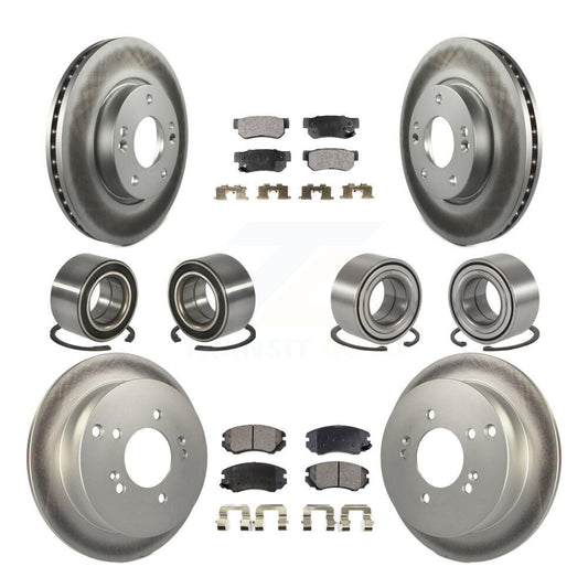 Bearing Coated Disc Brake Rotor Pad Front Rear Kit (10Pc) For Hyundai Tucson Kia