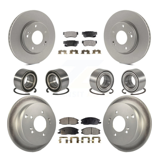 Bearing Coated Brake Rotor & Pads Front Rear Kit (10Pc) For Hyundai Santa Fe 4WD