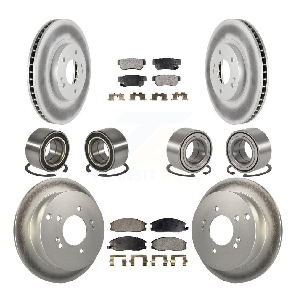 Bearing Coated Brake Rotor & Pads Front Rear Kit (10Pc) For Hyundai Santa Fe 4WD