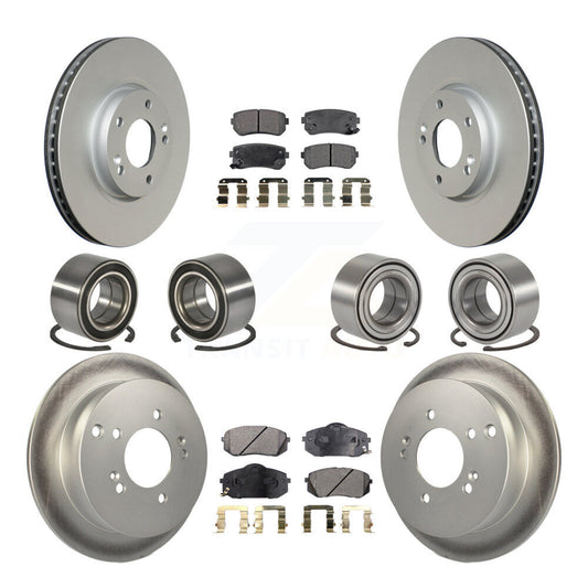 Bearing Coated Disc Brake Rotor Pad Front Rear Kit (10Pc) For Hyundai Tucson Kia