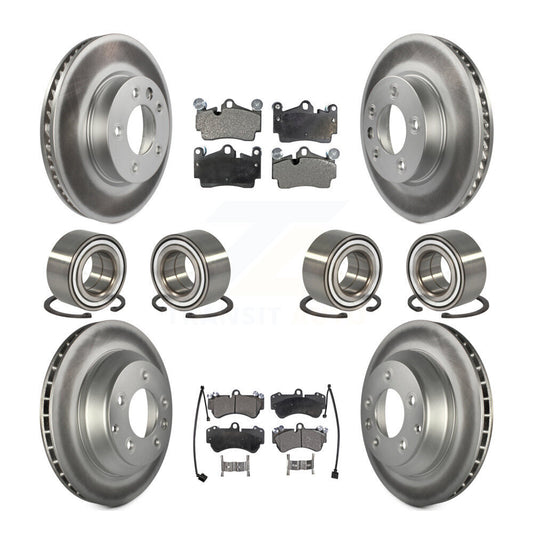 Bearing Coated Disc Brake Rotor Pad Front Rear Kit (10Pc) For Volkswagen Touareg