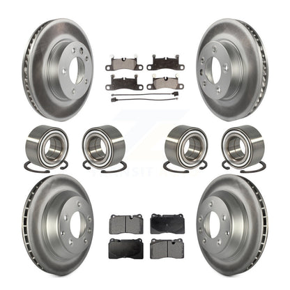 Bearing Coated Disc Brake Rotor Pad Front Rear Kit (10Pc) For Volkswagen Touareg