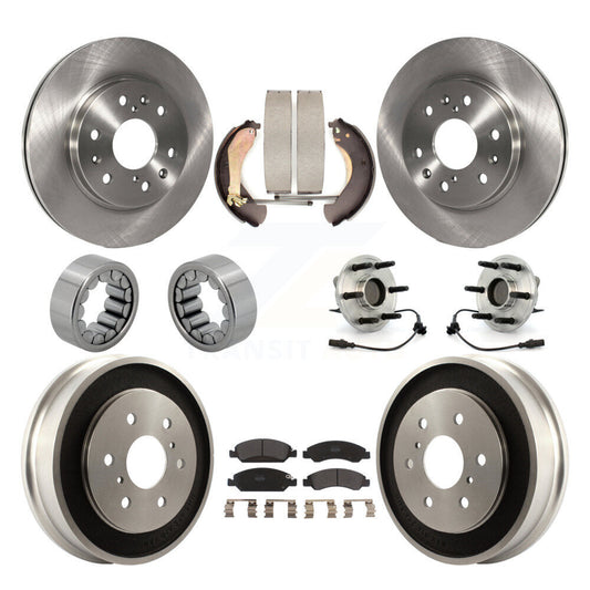 Hub Bearing Brake Rotor & Pad Shoe Front Rear Kit (10Pc) For Chevrolet Silverado