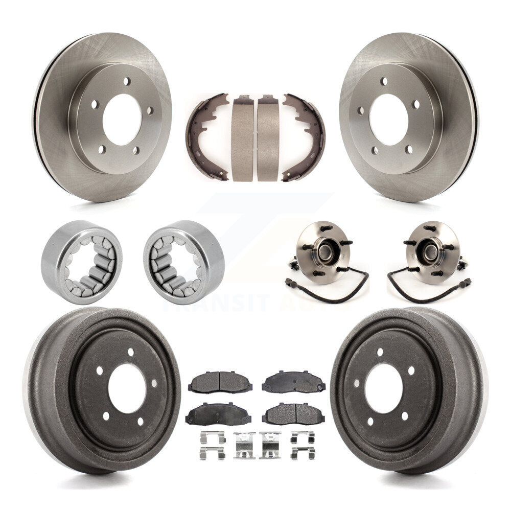 Hub Bearing Disc Brake Rotors And Pads Shoe Front Rear Kit (10Pc) For Ford F-150