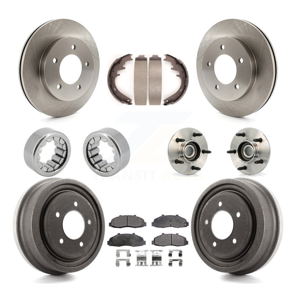 Hub Bearing Disc Brake Rotors And Pads Shoe Front Rear Kit (10Pc) For Ford F-150