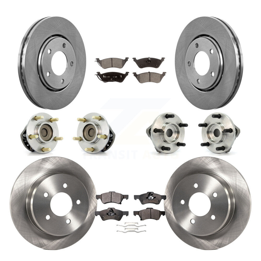 Hub Bearings Disc Brake Rotors And Pads Front Rear Kit (10Pc) For Dodge Caravan