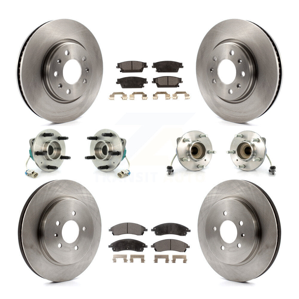 Hub Bearing Brake Rotor & Pads Front Rear Kit (10Pc) For 06-07 Cadillac CTS Base