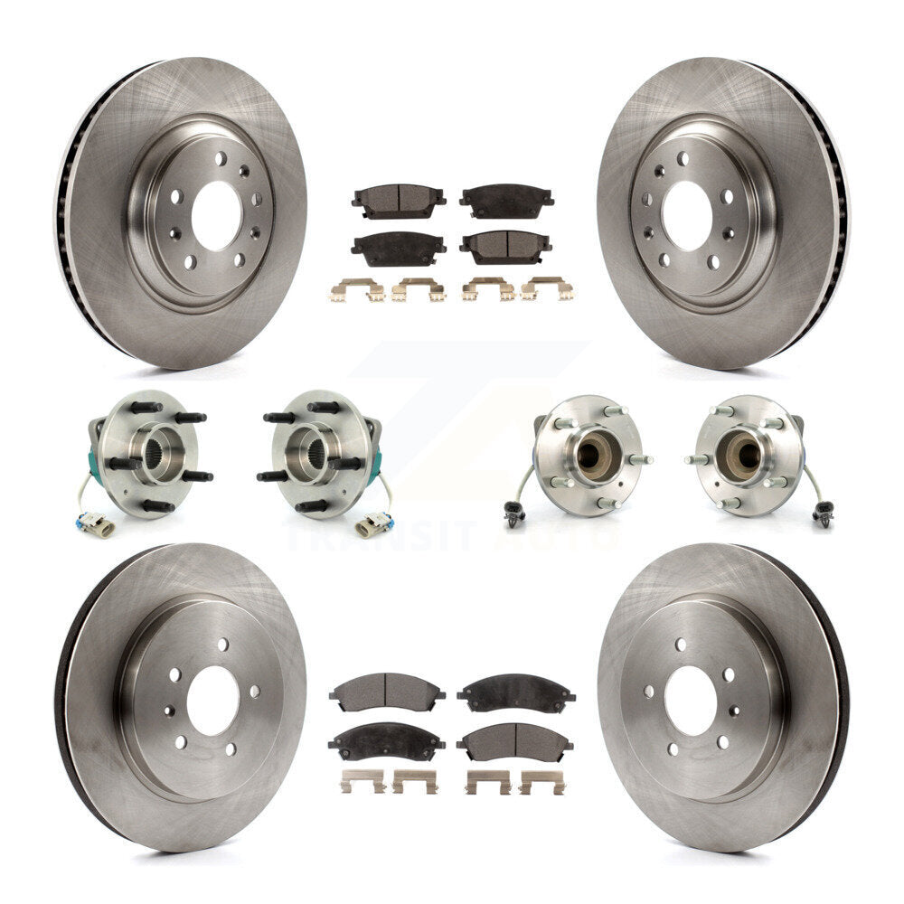 Hub Bearing Brake Rotor & Pads Front Rear Kit (10Pc) For 06-07 Cadillac CTS Base