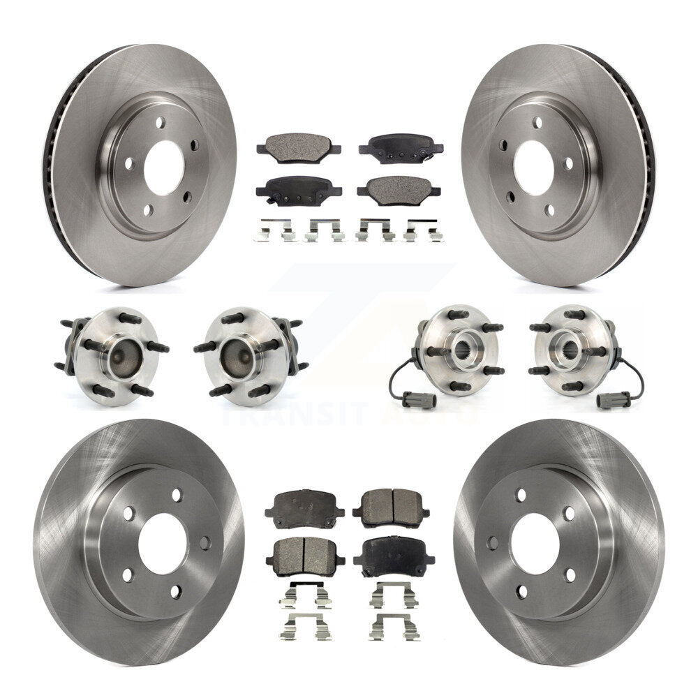 Hub Bearing Brake Rotor & Pads Front Rear Kit (10Pc) For Chevrolet Cobalt Saturn