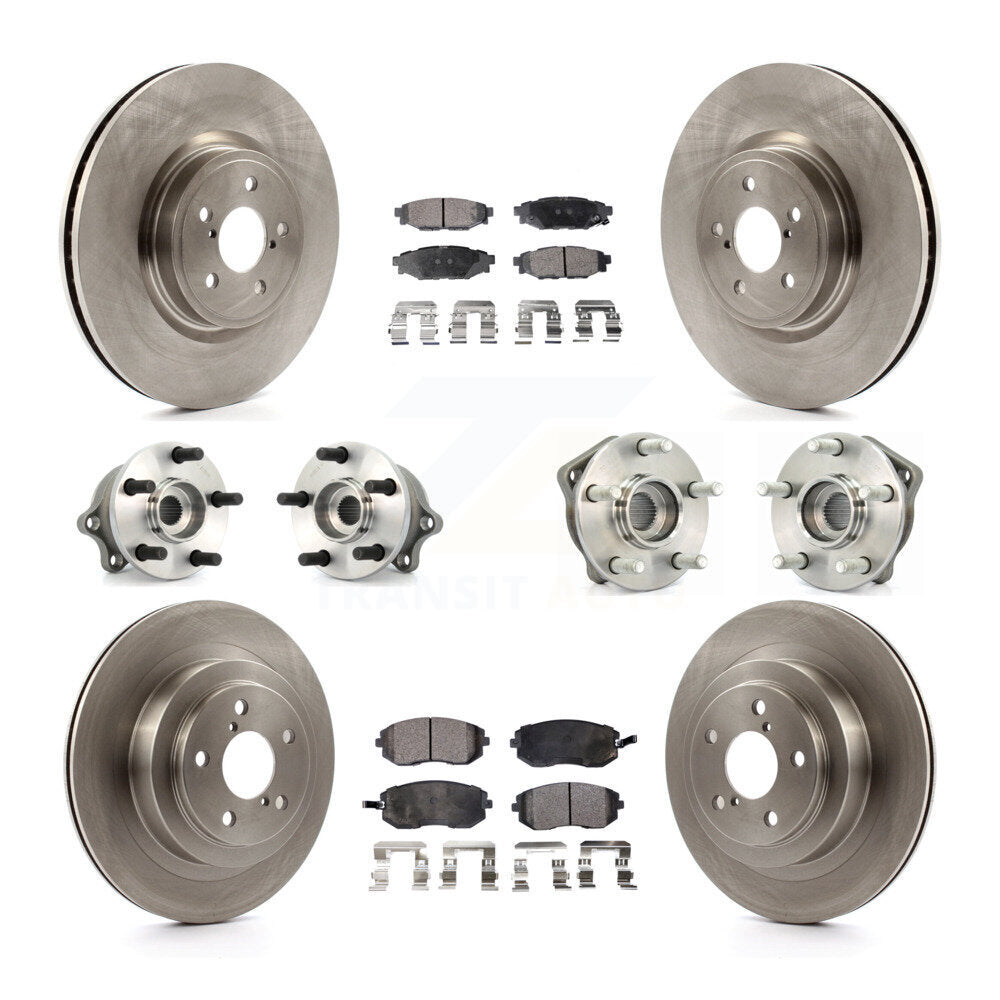 Hub Bearings Disc Brake Rotors And Pads Front Rear Kit (10Pc) For Subaru Legacy