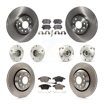 Hub Bearing Brake Rotor & Pad Front Rear Kit (10Pc) For Volkswagen Passat CC FWD