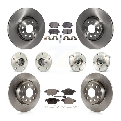 Hub Bearing Disc Brake Rotor Pad Front Rear Kit (10Pc) For Volkswagen Passat Eos