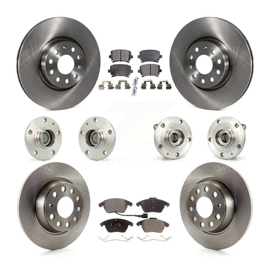 Hub Bearing Disc Brake Rotor Pad Front Rear Kit (10Pc) For Volkswagen Passat Eos