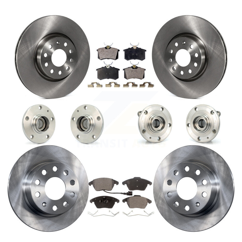Hub Bearing Brake Rotor & Pads Front Rear Kit (10Pc) For Volkswagen Jetta Beetle