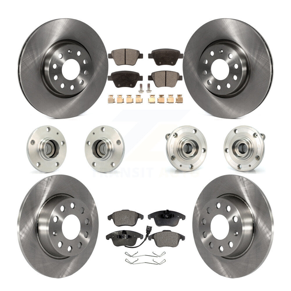 Hub Bearing Brake Rotor & Pads Front Rear Kit (10Pc) For 12-14 Volkswagen Passat