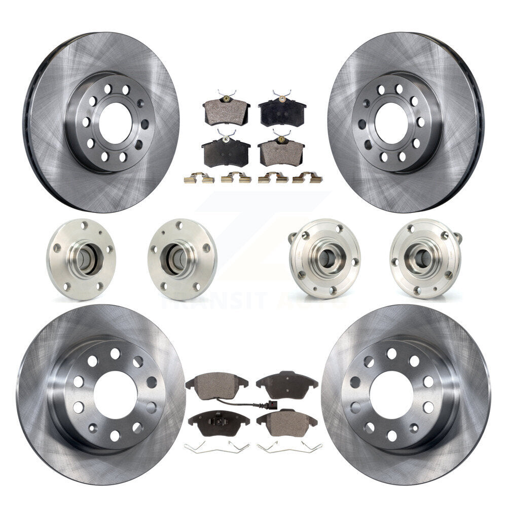 Hub Bearing Brake Rotor & Pads Front Rear Kit (10Pc) For Volkswagen Jetta Beetle