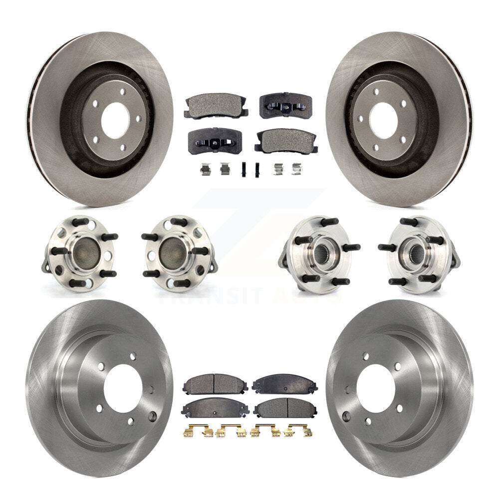 Hub Bearings Disc Brake Rotors And Pads Front Rear Kit (10Pc) For Dodge Caliber