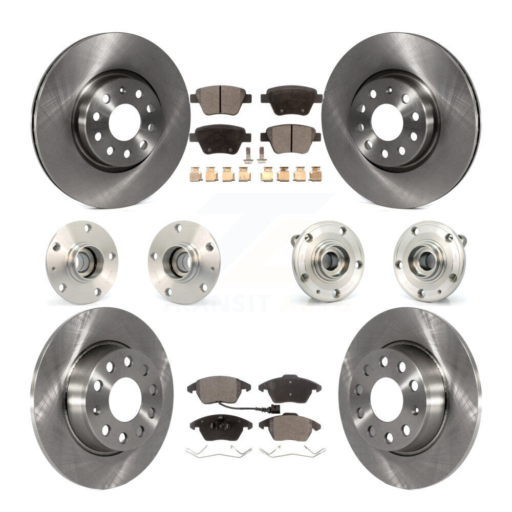 Hub Bearings Disc Brake Rotors And Pads Front Rear Kit (10Pc) For Volkswagen GTI
