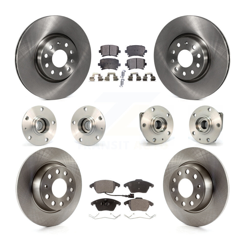 Hub Bearings Disc Brake Rotors And Pads Front Rear Kit (10Pc) For Volkswagen GTI