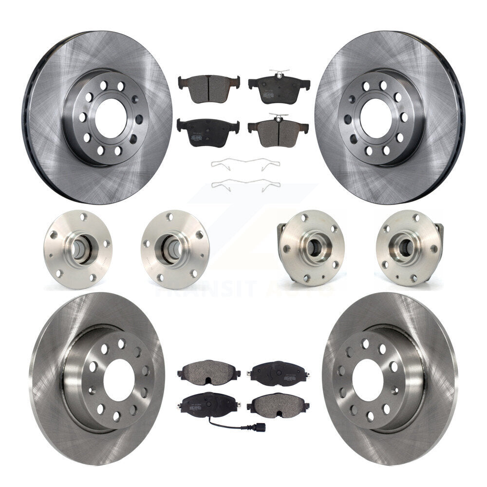 Hub Bearing Brake Rotor & Pads Front Rear Kit (10Pc) For 15-19 Volkswagen e-Golf