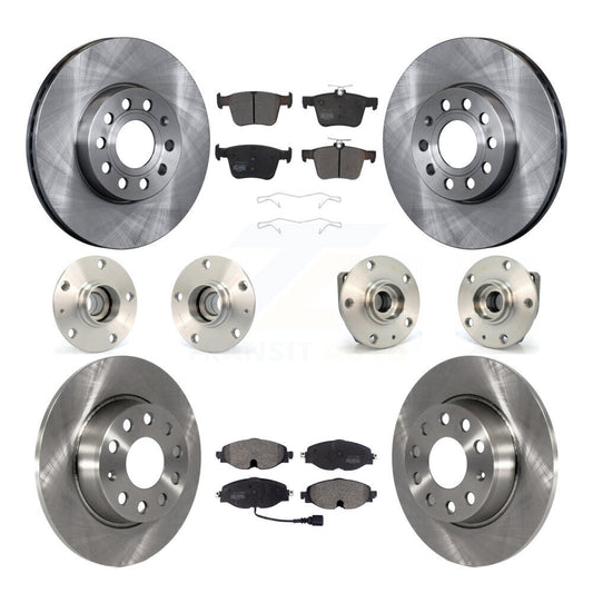 Hub Bearing Brake Rotor & Pads Front Rear Kit (10Pc) For 15-19 Volkswagen e-Golf