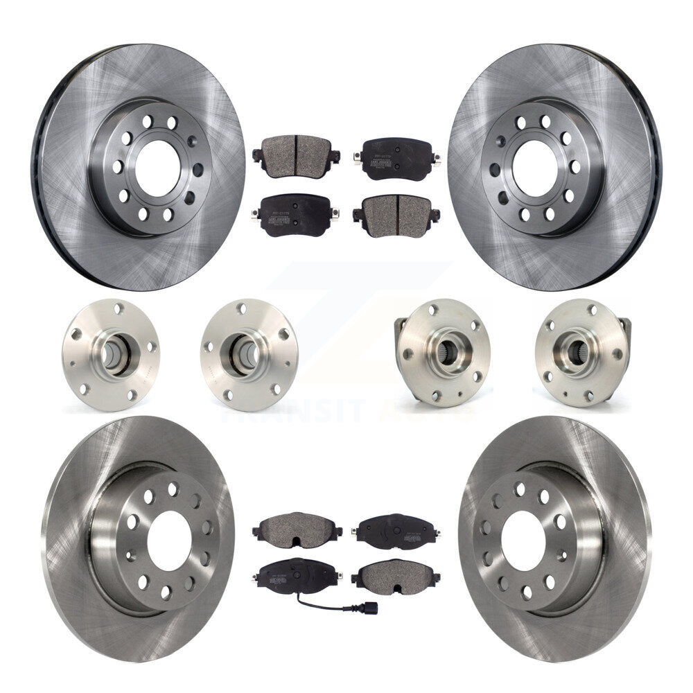 Hub Bearing Brake Rotor Pad Front Rear Kit (10Pc) For Volkswagen Golf SportWagen