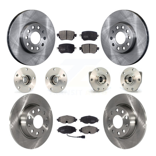 Hub Bearing Brake Rotor Pad Front Rear Kit (10Pc) For Volkswagen Golf SportWagen