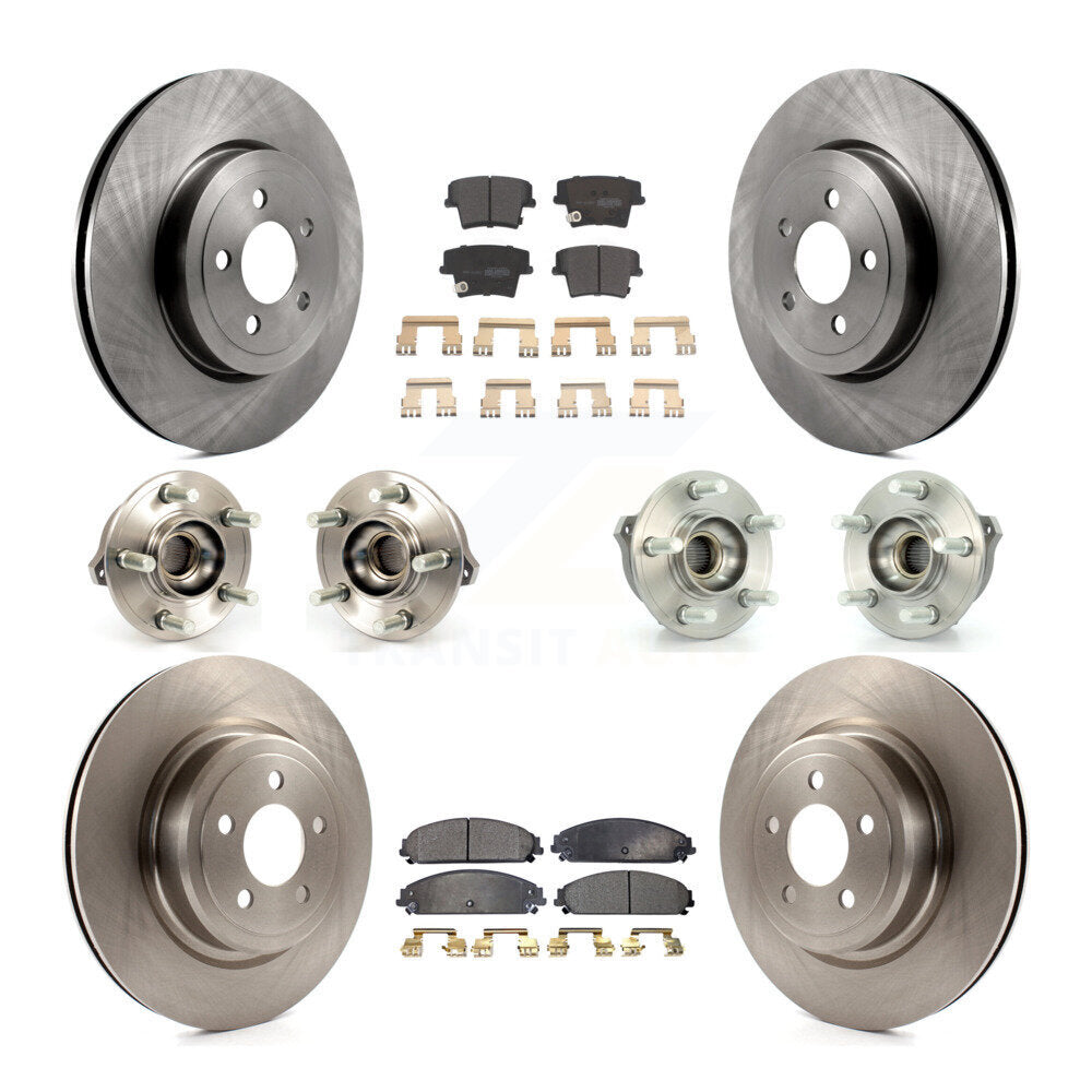 Hub Bearings Disc Brake Rotors And Pads Front Rear Kit (10Pc) For Dodge Charger