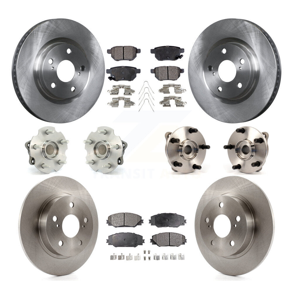 Hub Bearing Assembly Disc Brake Rotor And Pad Front Rear Kit (10Pc) For Scion tC