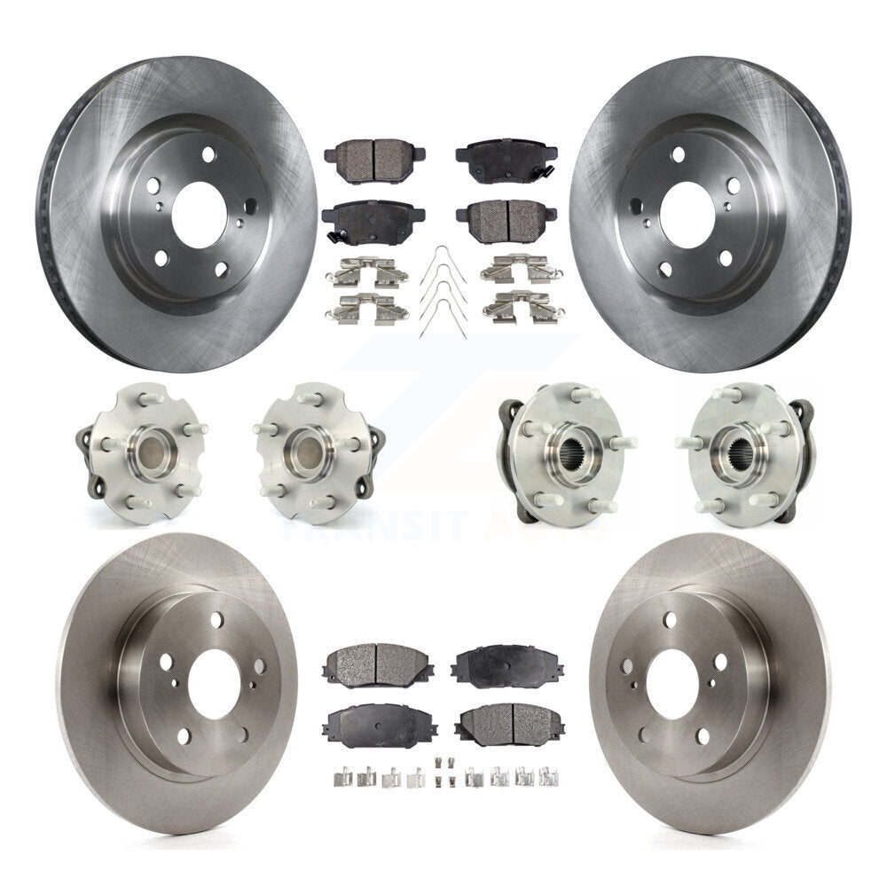 Hub Bearing Assembly Disc Brake Rotor And Pad Front Rear Kit (10Pc) For Scion tC