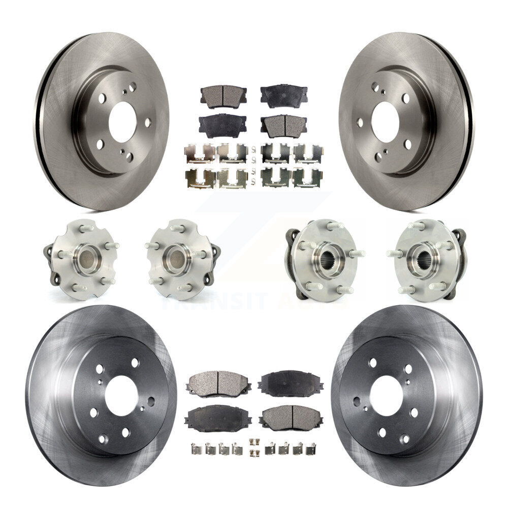 Hub Bearing Brake Rotor & Pads Front Rear Kit (10Pc) For Toyota RAV4 LE with FWD